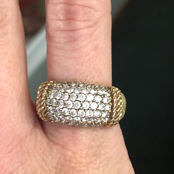 Judith Ripka Jewelry - Judith Ripka 14k Gold Clad Pave Dome Ring